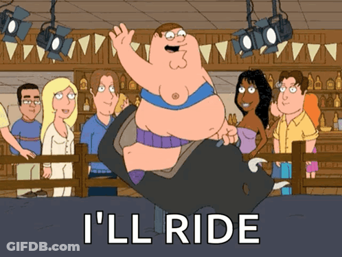 Peter Griffin From Family Guy Is Riding A Bull In A Rodeo GIF