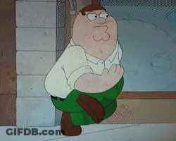 Peter Griffin From Family Guy Is Sitting Down With His Hands Folded GIF
