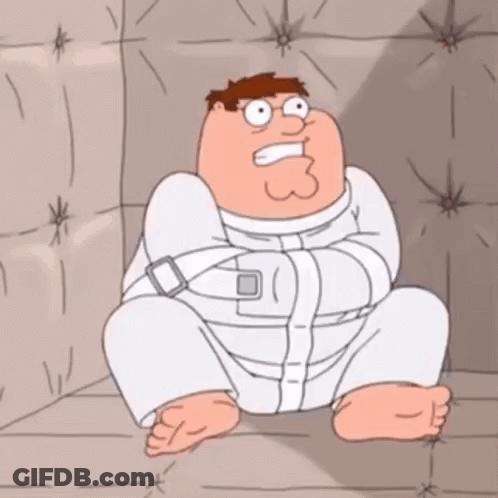 Peter Griffin From Family Guy Is Sitting In A Straitjacket GIF