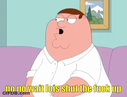 Peter Griffin From Family Guy Is Sitting On A Couch With His Mouth Open . GIF