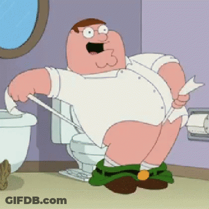 Peter Griffin From Family Guy Is Sitting On A Toilet Holding A Toothbrush . GIF