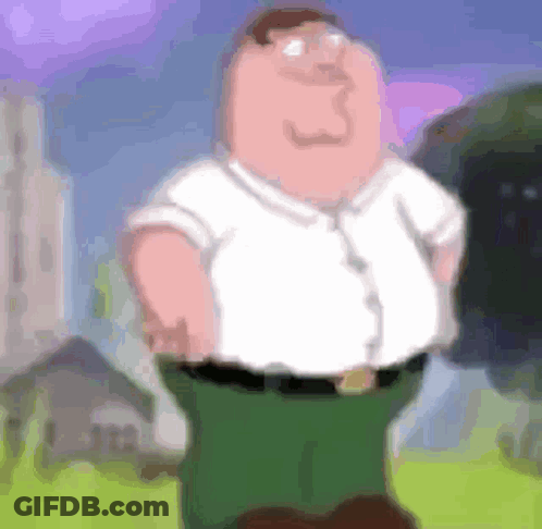Peter Griffin From Family Guy Is Standing In A Park With His Hands On His Hips . GIF