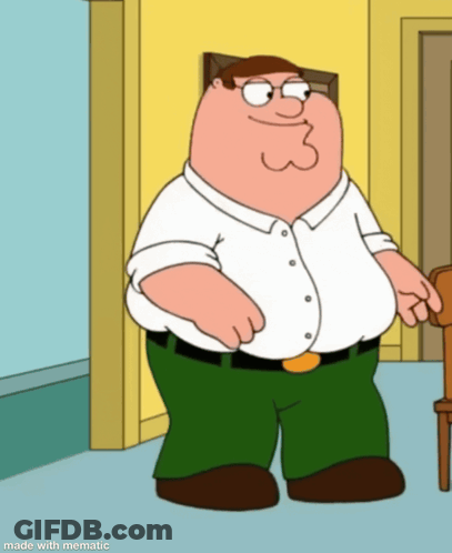 Peter Griffin From Family Guy Is Standing Next To A Cane GIF