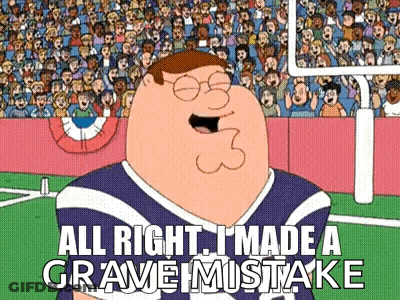 Peter Griffin From Family Guy Is Standing On A Football Field With A Crowd Of People In The Background . GIF