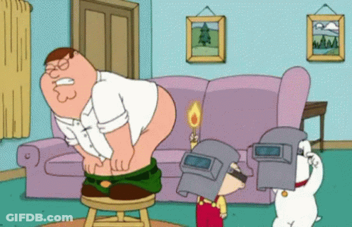 Peter Griffin From Family Guy Sitting On Stool GIF