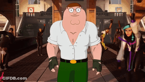 Peter Griffin From Family Guy Standing In Front Of A Crowd GIF