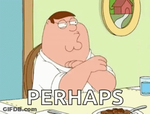 Peter Griffin From The Family Guy Is Sitting At A Table With His Arms Crossed And A Plate Of Food . GIF
