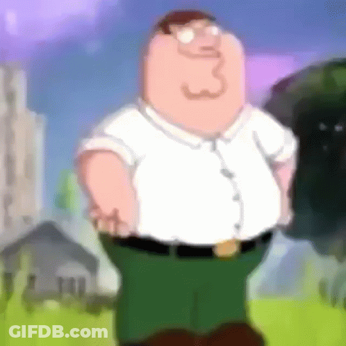 Peter Griffin From The Family Guy Is Standing In A Field With His Hands On His Hips . GIF