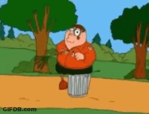 Peter Griffin From The Family Guy Is Standing Next To A Trash Can . GIF