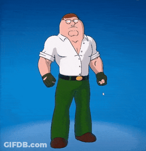 Peter Griffin From The Family Guy Standing In Front Of A Blue Sky GIF