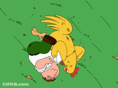 Peter Griffin Is Fighting A Chicken In A Cartoon GIF