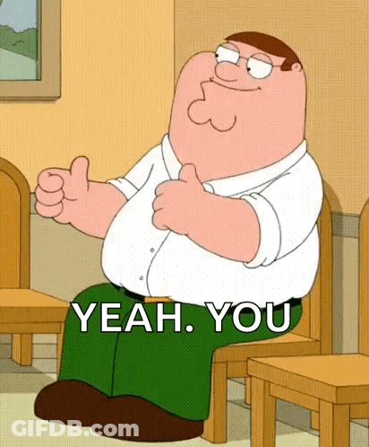 Peter Griffin Is Giving A Thumbs Up While Sitting In A Chair . GIF