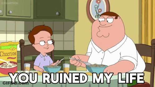 Peter Griffin Is Sitting At A Table With A Boy Eating Cheerios GIF