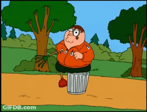 Peter Griffin Is Standing In A Trash Can With A Shovel GIF