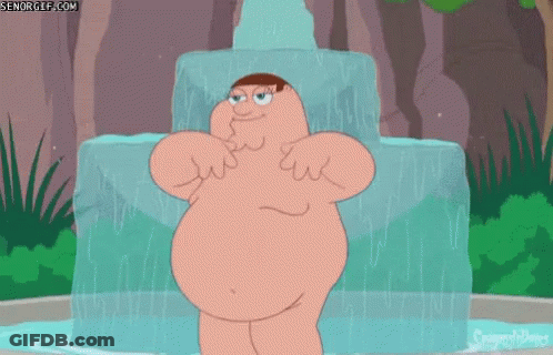 Peter Griffin Is Standing In Front Of A Waterfall GIF