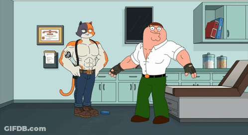 Peter Griffin Is Standing Next To A Cat In A Room GIF