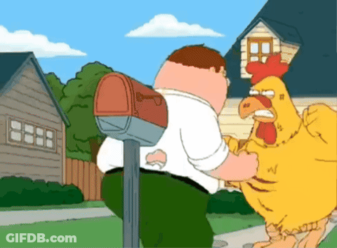 Peter Griffin Is Standing Next To A Mailbox And A Rooster GIF