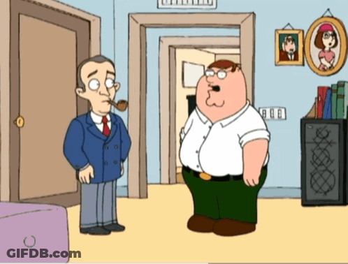 Peter Griffin Is Talking To A Man With A Pipe In His Mouth GIF
