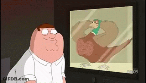 Peter Griffin Looking At Turkey On TV GIF