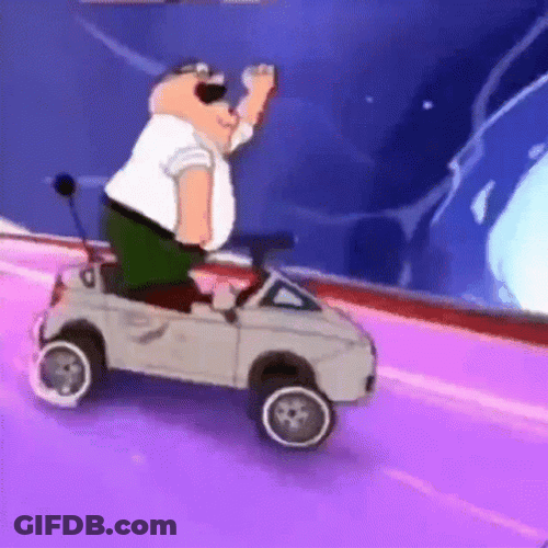Peter Griffin Meme Riding Small Car GIF