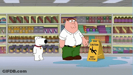 Peter Griffin Next To Wet Floor Sign GIF