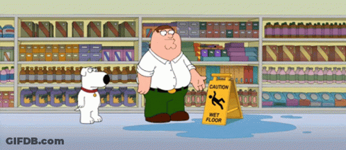 Peter Griffin Next To Wet Floor Sign GIF