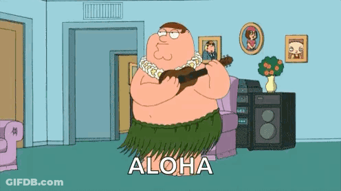 Peter Griffin Playing Ukulele In Hula Skirt GIF
