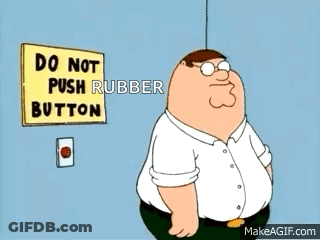 Peter Griffin Pointing At Do Not Push Rubber Button Sign GIF