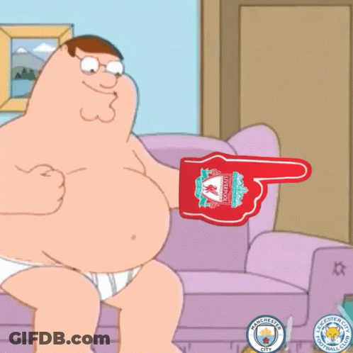 Peter Griffin Pointing At Liverpool Foam Finger GIF