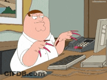 Peter Griffin Sitting At Desk With Long Nails GIF