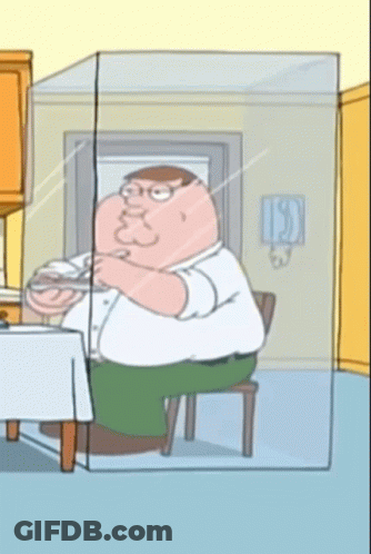 Peter Griffin Sitting Behind Glass Barrier GIF