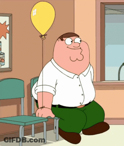 Peter Griffin Sitting In Chair With Yellow Balloon GIF