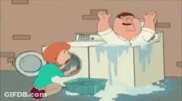 Peter Griffin Sitting In Washing Machine Arms Up GIF