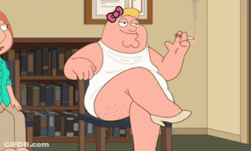 Peter Griffin Smoking Cigarette With Pink Bow GIF