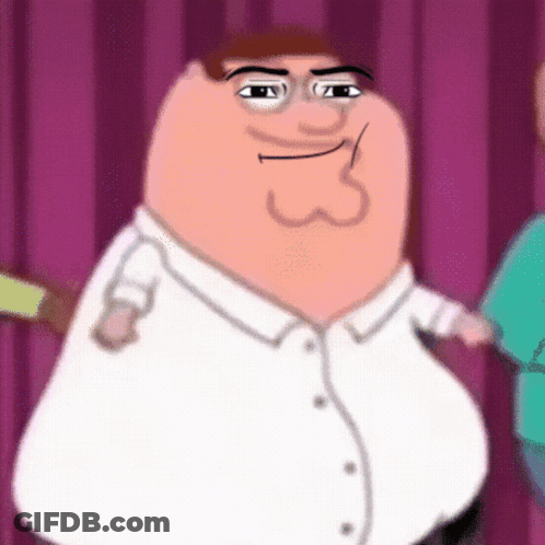 Peter Griffin Standing In Front Of Pink Curtain GIF