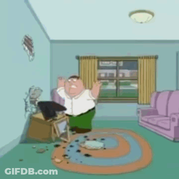 Peter Griffin Standing In Living Room With Couch GIF