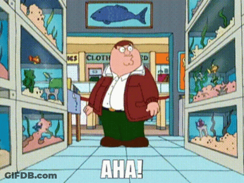 Peter Griffin Standing In Pet Store Saying Aha GIF