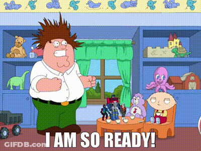 Peter Griffin Standing With Toys Saying I Am So Ready GIF