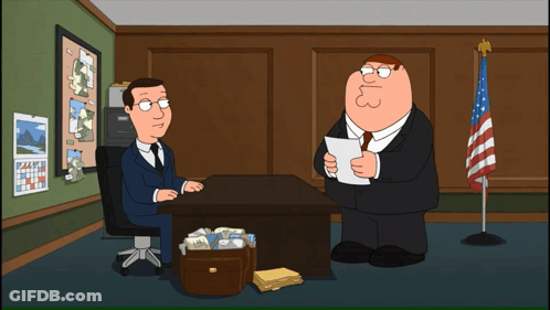 Peter Griffin Talking To Man In Office GIF