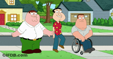 Peter Griffin Walking With Two Men One In Wheelchair GIF