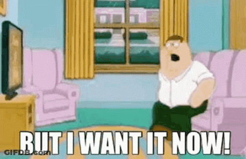 Peter Griffin Watching TV Saying But I Want It Now GIF