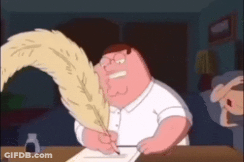 Peter Griffin Writing With Feather GIF