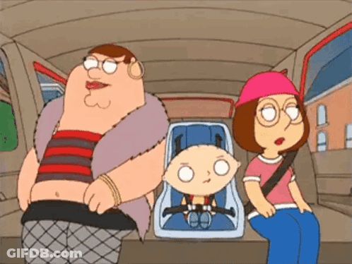 Peter, Meg, And Stewie Griffin In Car GIF