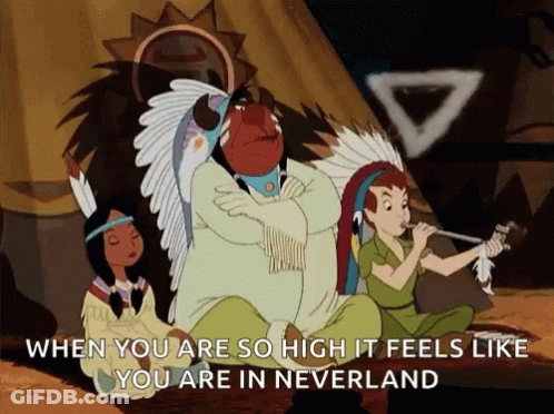 Peter Pan Sitting With Native American And Girl Playing Flute GIF