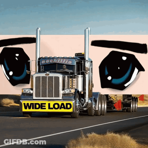 Peterbilt Semi Truck With Wide Load Sign GIF