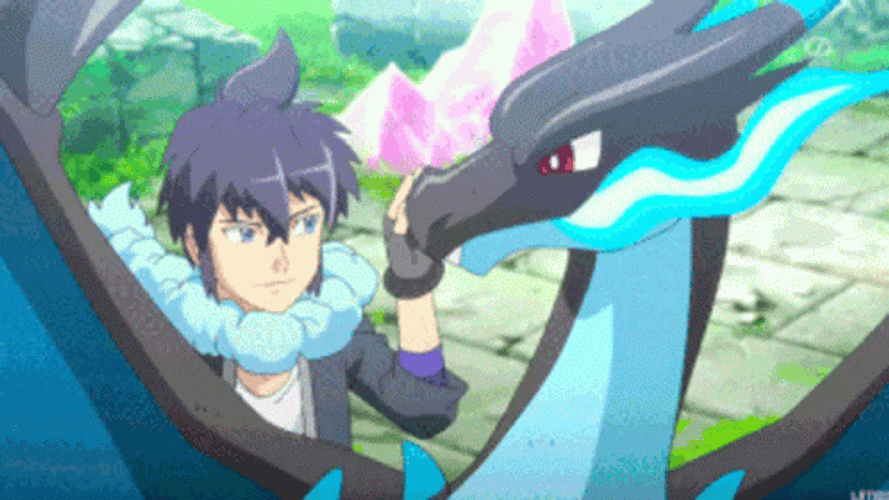Petting Mega Charizard X GIF