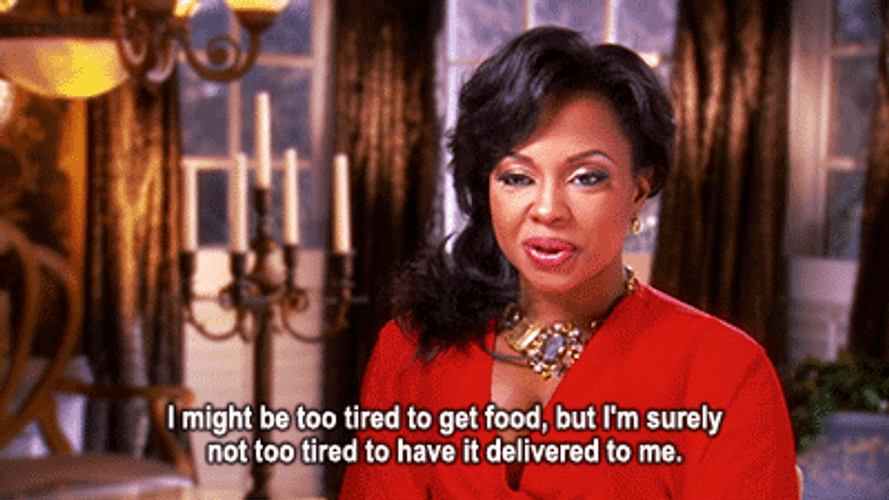 Phaedra Tired To Get Food GIF