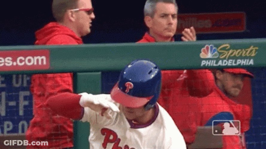Phanatic Phillies Baseball Player Bumps On Teammate GIF
