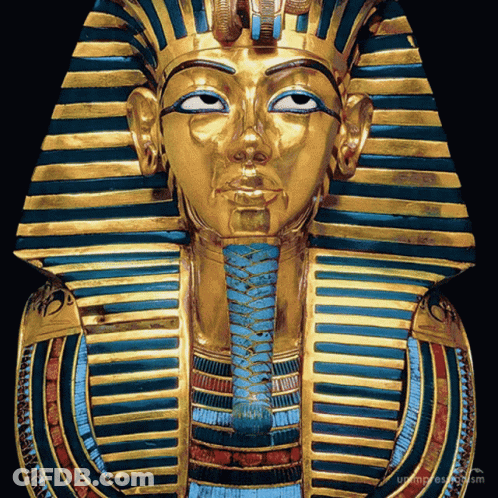 Pharaoh's Face Statue With Crown And Long Neck GIF