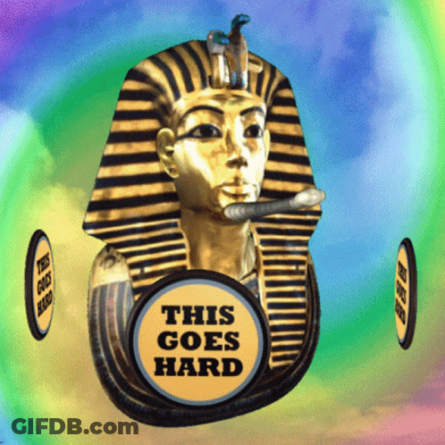 Pharaoh Statue Smoking Cigarette Saying This Goes Hard GIF